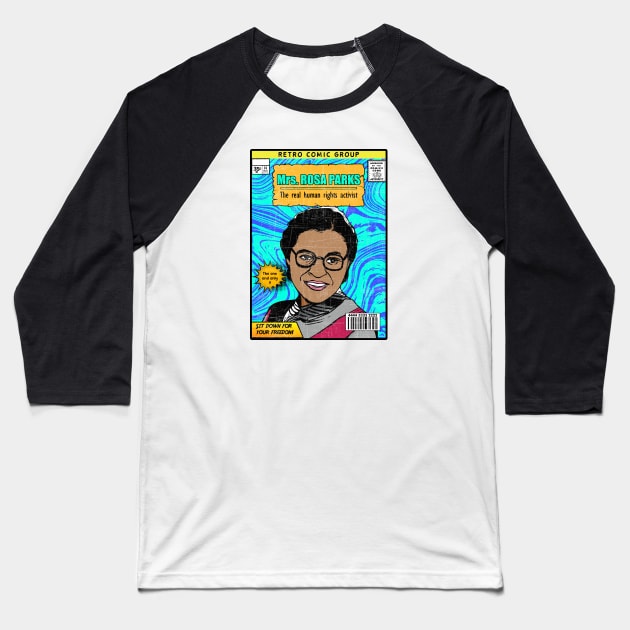 Mrs ROSA PARKS VINTAGE  COMIC Baseball T-Shirt by theanomalius_merch